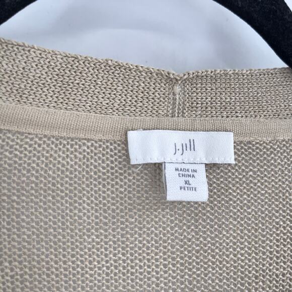 J.Jill Linen Blend Oatmeal Button Long Knit Cardigan Coastal Minimal XL Petite - Picture 5 of 9